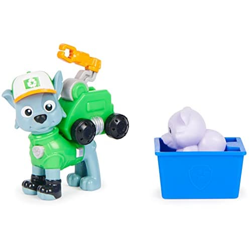 Image of Paw Patrol, Big Truck Pups Rocky Action Figure with Clip-on Rescue Drone, Command Center Pod and Animal Friend Kids Toys Age 3 and up