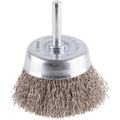 Image of Bosch 1x PRO Stainless Steel Longlife Cup Brush, Crimped Wire for 6 mm Cylindrical Shank and Drill (for Steel, Stainless steel, Ø 60 mm, Professional Accessory Rotary Drill/Drivers)