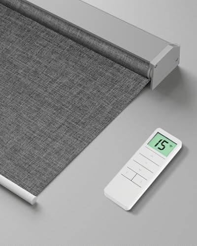 Image of Tokblind Motorized Roller Blind with Remote Control, Blackout Electric Window Shade Compatible with Alexa Google via Hub, Rechargeable Smart Blinds for Windows Customized Size (Fabric Dark Grey)