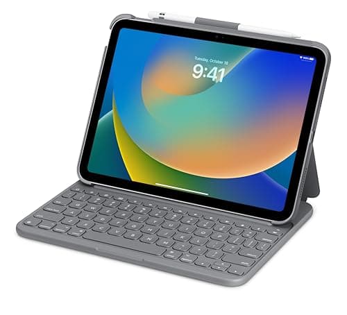 Image of Logitech Slim Folio (for iPad 7-9 Generation) (QWERTY English) Graphite (Renewed)