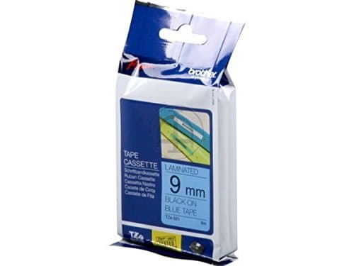 Image of Brother TZe-521 Labelling Tape Cassette, 9 mm (W) x 8 m (L), Laminated, Brother Genuine Supplies - Black on Blue