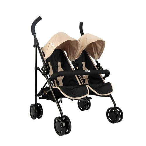 Image of Joie Aire Twin Pushchair | Childrens Double Stroller Pram In Black & Stone | Childrens Baby Doll Stroller Toy Umbrella Fold Stroller | Role Play Toy Dolls Buggy Pushchair | Ages 3+