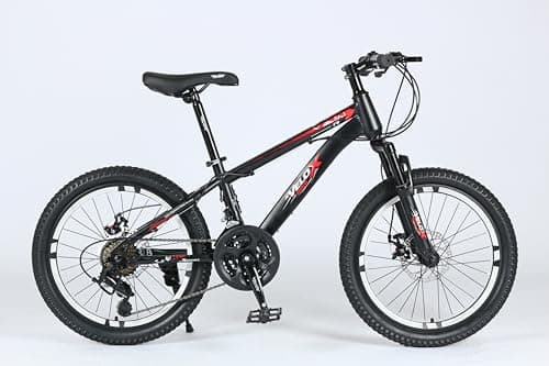 Image of selling united 20 Inch Kids Mountain Bike, Lightweight Steel Frame Bicycle with Front Suspension, Dual Disc Brakes, 6-Speed Gear System, All-Terrain Tires for Boys & Girls (Black)