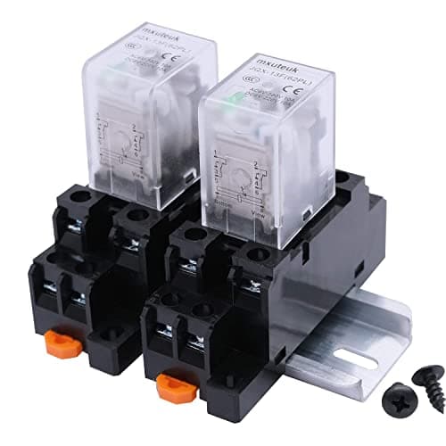 Image of mxuteuk 2pcs HH52P AC 220V LED indicator Electromagnetic Power Relay 8 Pin 5A Coil Relays DPDT With Socket Base,with DIN Slotted Aluminum Rail