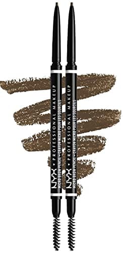 Image of NYX Professional Makeup Micro Brow Pencil, Ultra Slim Eye Brow Pencil with Dual Ended Ultrafine Tip, Waterproof & Smudge-Resistant, Vegan Formula, Shade: Ash Brown, Pack of 2