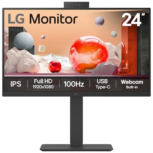 Image of LG Monitor 24BA850 - FHD 1080p IPS 24 inch, 100Hz, Office Display, 5ms, Built-in Power/Webcam & Mic/KVM/Speakers, LAN (RJ45), USB-C, USB Hub, D-Sub, HDMI, DisplayPort, Matte Black