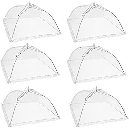 Image of hzpolang 6 Pack Food Covers Mesh Nets Tents Foldable Umbrella Pop up Net Dome Outdoor Food Storage Protector Collapsible Domes for Fruit Dish Picnic Outside Fly Mosquitoes Bugs - 14 Inch