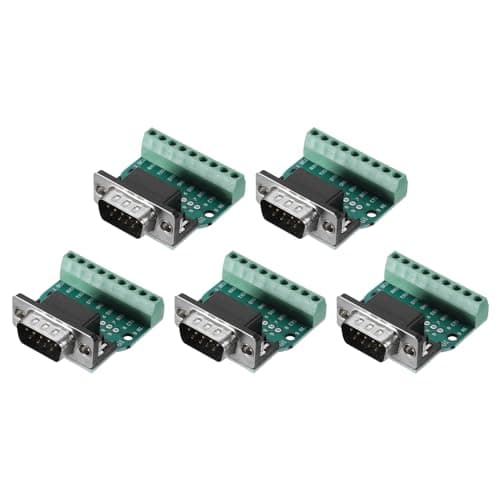Image of sourcing map D-sub Connector DB9 Male Socket 9-pin Male Serial Port Terminal Breakout for Mechanical Equipment CNC Computers Pack of 5