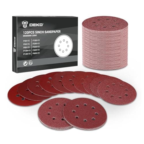 Image of Sanding Discs: DEKOPRO 120 PCS 125mm Orbital Sander Discs with Multi-Grit 40, 60, 80, 100, 120, 180, 240, 320, 400, 600 Sanding Discs for Orbital Sander for Wood