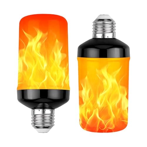 Image of KQWVZ 2PCS LED Flame Light Bulb, 3W E27 Flame Effect Bulb, Flickering Flame Light Bulbs with 4 Modes Upside Down Effect, Vintage Fire Lamp for Garden Patio Home Indoor and Outdoor Bar
