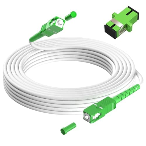 Image of OFFCUP 3m/9.8ft Network Fibre Optic Cable SC/APC to SC/APC OS2 Simplex Singlemode 9/125μm LSZH FTTH 3.0mm Patch Cord Fiber Cables with Adapter Coupler
