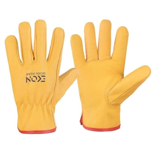 Image of EKON Safety Work Gloves - Unisex Leather Working, Lorry Driving, Truckers Gloves - Yard, Gardening, Forestry Gloves - Premium Quality Hand Protection (Unlined, X-Large 3 Pairs)