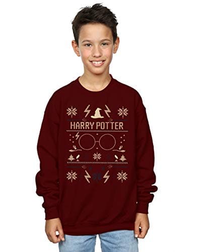 Image of Harry Potter Boys Christmas Pattern Sweatshirt Burgundy 7-8 Years