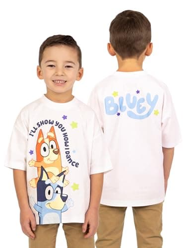 Image of Bluey Boys Tshirt, Bingo Kids T Shirt, Kids Clothes for Summer, Cotton Summer Top, White 3-4 Years