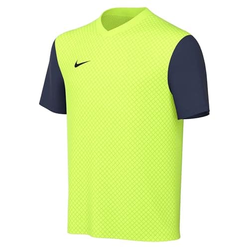 Image of NIKE DH8389-702 Y NK DF Tiempo PREM II JSY SS T-Shirt Unisex Volt/Midnight Navy/Black Size S