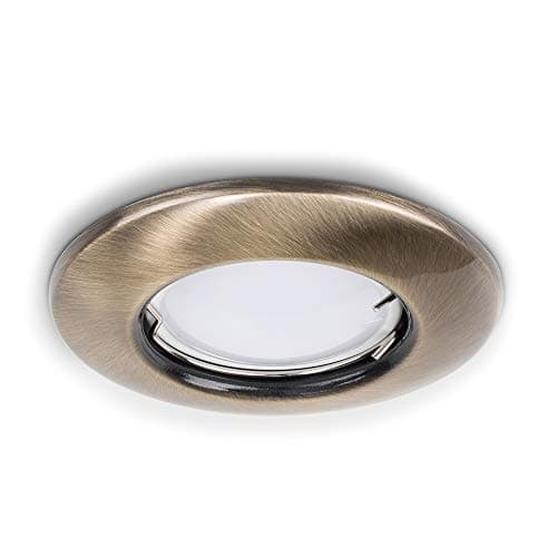 Image of MiniSun | Modern Antique Brass Recessed GU10 Ceiling Downlight Fitting | Ceiling Spots, Home Décor & Improvement Essential | Includes 5W LED Bulb [Cool White] | Mains Wired