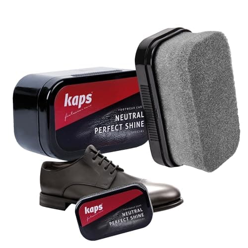 Image of Shoe Polish Sponge Gives Instant Gloss, For Leather Shoes Boots Bags, Kaps Perfect Shine, (Transparent/Neutral)