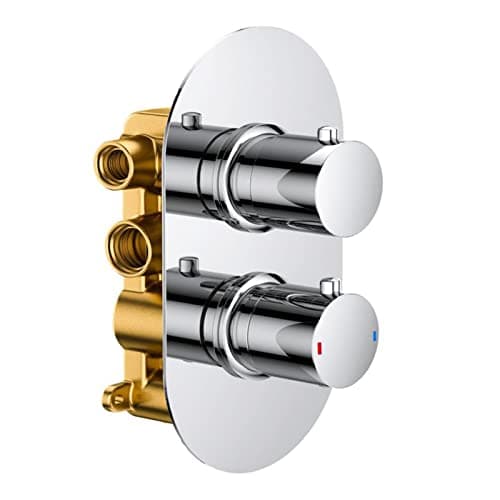 Image of Modern Chrome Round 2-Way Concealed Thermostatic Shower Mixer Valve