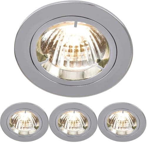 Image of Knightsbridge IP20 230V/12V GU10/MR16 Chrome Recessed Fixed Twist & Lock Downlight, Aluminium RD1C (Pack of 4)