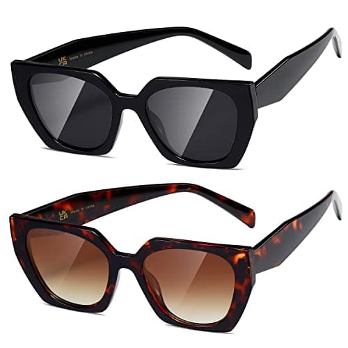 Image of kimorn Sunglasses for Women Men Trendy Retro Trendy Sun Glasses 90’s Vintage Y2K Oversize Square Frame Shades Sunnies K1354 (Black+Tortoiseshell Frame Gradient Brown Lens)