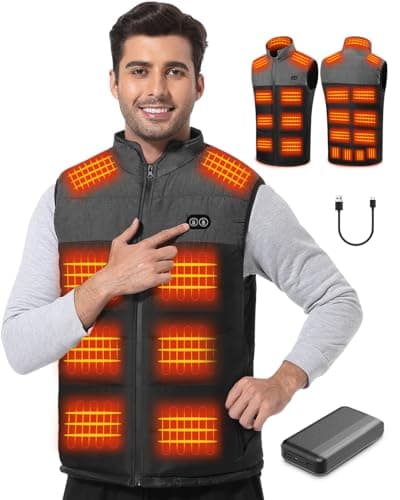 Image of Trunera Heated Jacket,Heated Gilet For Men with 21 Heat Zones, Heated Vest with 20000mAh Power Bank, 3 Heat Settings, Heated Body Warmer for Outdoor Ski Riding Hiking Motor (L)