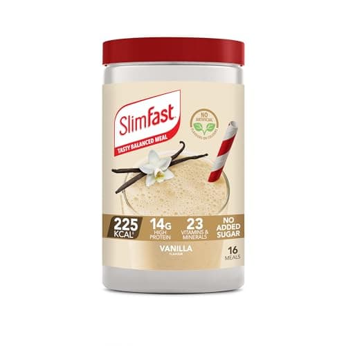 Image of SlimFast Meal Replacement Shake for Weight Loss & Balanced Diet, Vitamins and Minerals, Low Calorie, High Protein, Vanilla Flavour, 16 servings, 584 g, Packaging May Vary