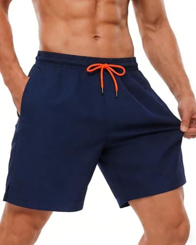 Image of SIHOHAN Mens Swimming Shorts Long Swimming Trunks Men Quick Dry with Mesh Lining, Board Shorts with Pockets, Waterproof Lightweight, Holiday Essentials for Men Surf Navy
