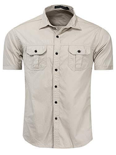 Image of FREDD MARSHALL Men's Short Sleeve Regular-Fit Work Shirt, #55889 Khaki, Medium