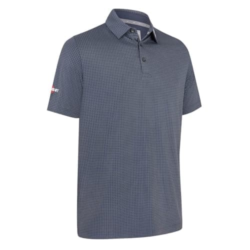 Image of Callaway Golf Mens Odyssey Print Moisture Polo Shirt - Caviar - XXL