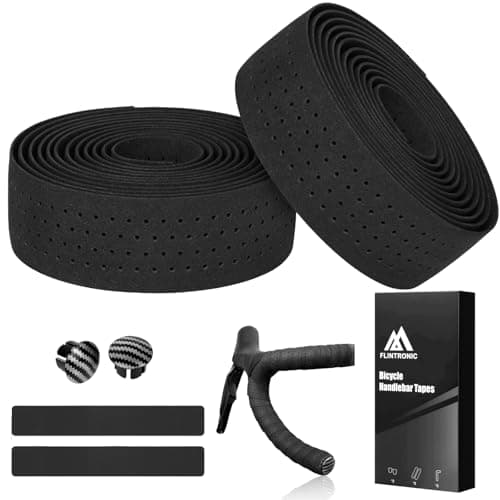 Image of flintronic 2 Rolls Road Bike Handlebar Tape, Bicycle Handlebar Tape with End Plugs and Adhesive Strips,Anti-slip & Shock-absorbing, EVA Comfortable Grip - 2 x 210 cm x 3 cm