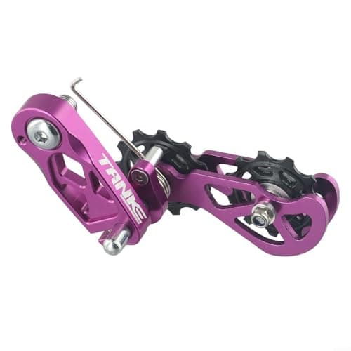 Image of Besttoolifes Bicycle Rear Derailleur, Elliptical Bike, CNC Single Speed Rear Derailleur, Mountain Bike Chain Tensioner 7/8/9/10 Speed Rear Derailleur, Road Bike Rear Derailleur(Purple)