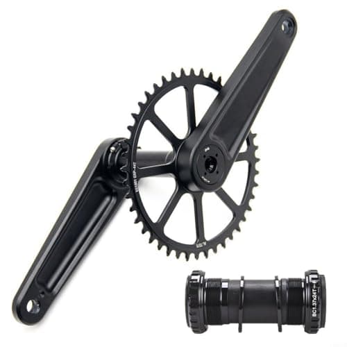 Image of Entgoinggo Aluminum Alloy Road Bike Crankset With Single Narrow Wide Chainring And Bottom Bracket For 8-12 Speed Systems 3-Bolt Design 170Mm Arm(48T)