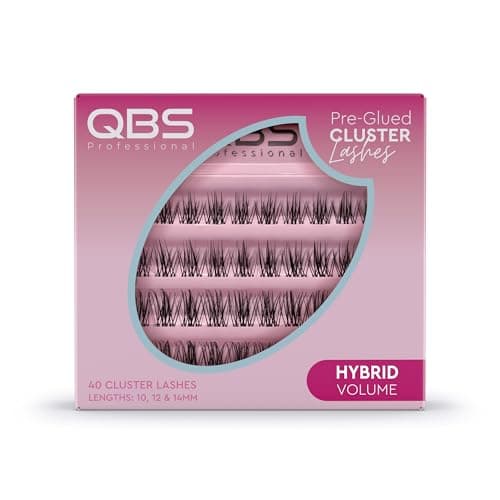 Image of QBS Hybrid Volume Pre-Glued Cluster Lashes | CC Curl | Black Eyelash Clusters | No Glue Needed | 10mm 12mm 14mm Lengths | Lightweight Lash Extensions | Last Up to 5 Days | 40 Clusters Lashes