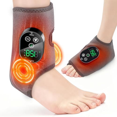 Image of Cordless Foot Ankle Massager for Pain Relief, Ankle Heating Pad, Ankles Heating Wrap, Massage Foot Heating Pad, 6 Heat Levels, 3 Vibration Modes, Adjustable Timer, Auto Shut Off
