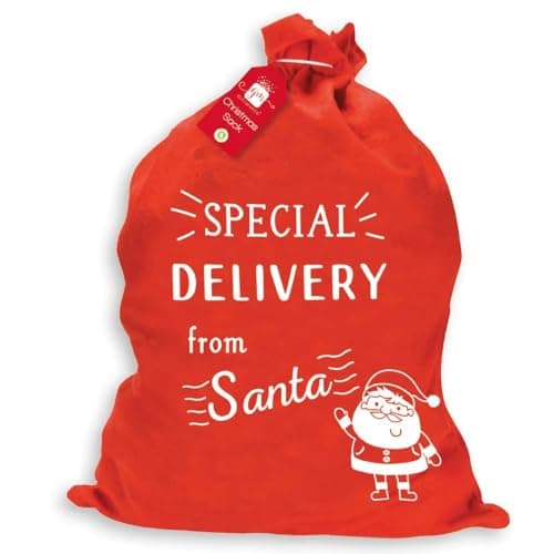 Image of Giftmaker Collection Large Christmas Santa Sack Gift Stocking For Xmas Presents Special Delivery Bag