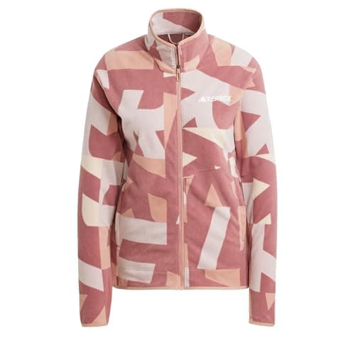 Image of adidas Women's Terrex Multi Printed Full Zip Fleece Jacket, Wonder Beige/Burgundy, S