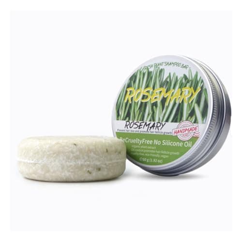 Image of Natural Shampoo Bar | Sulfate-Free Vegan Solid Shampoo for Dandruff Relief & Scalp Health | Coconut, Olive & Camellia Oils, Shea Butter, Tea Tree & Lemon | 80g (One Size, Rosemary)