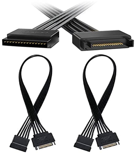 Image of Hsthe Sea 2Pcs 15 Pin SATA Power Extension Cable 13" Male to Female Extender Cable Cord Adapter for HDD, SSD, Optical Drives, DVD Burners and Hard Drive Disk