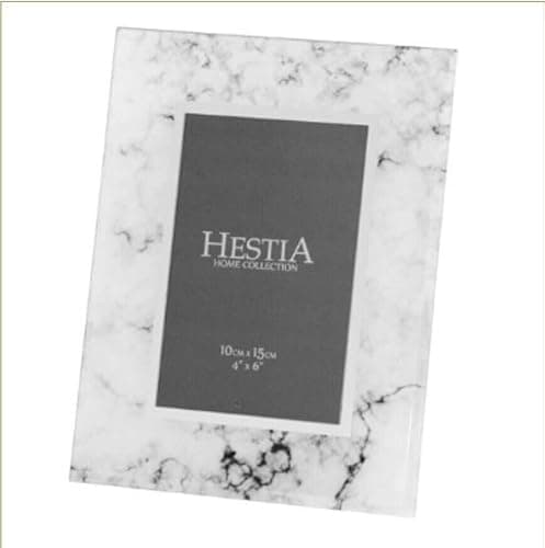 Image of Glass Photo Frame, 4" x 6", White Marble Effect Boxed Table top only