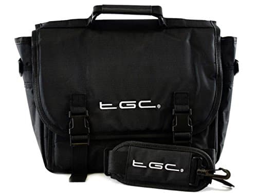 Image of New TGC ® Messenger Style TGC Padded Carry Case Bag for The Nextbase Click 9 Uno Portable DVD Player (Jet Black)