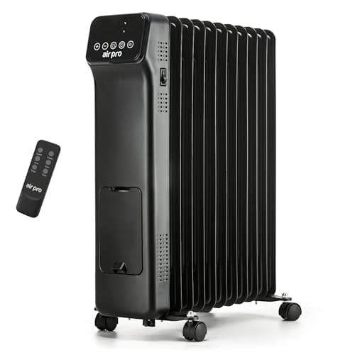 Image of Air Pro Oil Filled Radiator 2500W with Thermostat, 9 Hour Timer, Remote Control – 11 Fin Portable Electric Heater Overheat & Tip-Over Protection Quiet for Home, Office and Any Room Radiator on Wheels