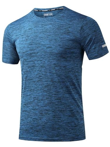 Image of Peakwell Men's Sport T-Shirts Short Sleeve Fitness Athletic Tee-Shirt Workout Running Shirts (Mid Blue, XL)