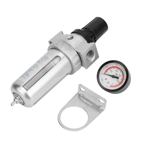 Image of BSP 1/2" Air Compressor Moisture Trap Filter Regulator, Pneumatic Air Filter Regulator with Adjustable Pressure Control, Aluminum Water Separator for Compressed Air Tools
