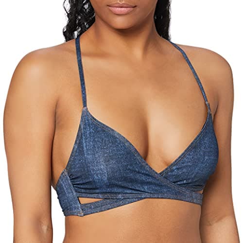 Image of O'Neill Women Pw Baay Denim Print Top Bikinis - Ink Blue, Size 42