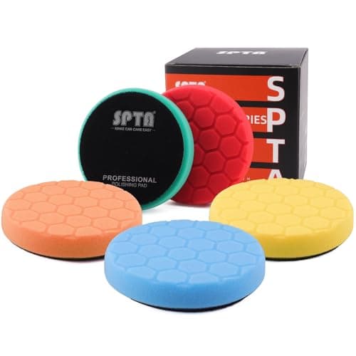 Image of SPTA 5pcs Polishing Pad Hex Logic Polishing Sponges Saving Wax Replaceable Car Polishing Pad Foam Set For Eccentric Polishing Machine Grinder - Car Polishing Professional Set (6 inch)