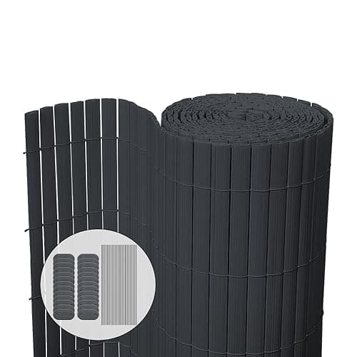 Image of VOUNOT® PVC Privacy Screening Fence 100 x 300 cm, Reinforced Struts Privacy Protection for Garden, Balcony and Terrace, Wind and Sun Protection Outdoor, Grey