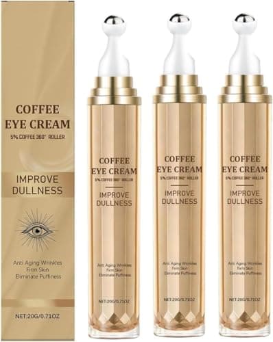 Image of Caffeine Eye Cream – Effectively Reduces Dark Circles & Wrinkles, Firms Skin, Deep Hydration with Hyaluronic Acid, 360° Massage Roller – Suitable for All Skin Types