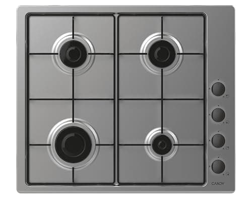 Image of Candy Idea CHW6LBX/4U2, Gas Hob, 4 Burners, 60 cm, Natural Gas Adaptable to Butane Gas, 7.2 kW Power, Independent Side Controls, 2 Grids, Flame Safety System, Stainless Steel
