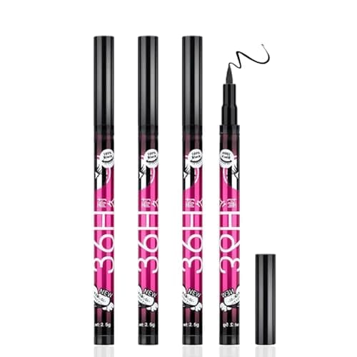 Image of 3PCS Black Waterproof Liquid Eyeliner 36H Long-Lasting Smudge-Proof Formula, Professional Precision Brush Tip with High Black Pigment, Quick Dry, Easy Apply for Bold or Natural Makeup