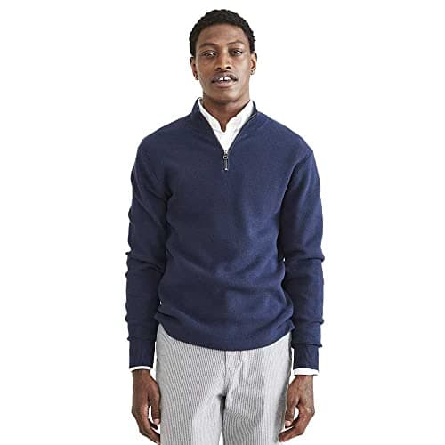 Image of Dockers Men's 1/4 Zip Sweater Sweatshirt, Blazer Navy, M UK